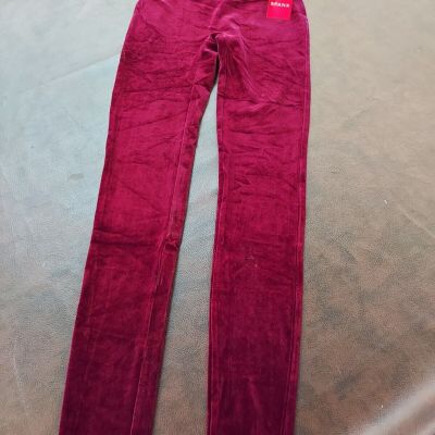 Spanx Red Burgundy Velvet Leggings Size Medium--NEW WITH TAGS